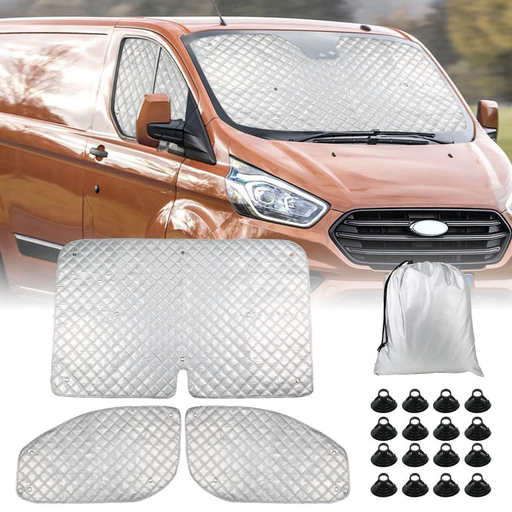 Thermomatte Fahrerhaus Innen für Transit Custom 2012-2024, 3 STK Wasserdicht UV-Proof Sonnenschutz A