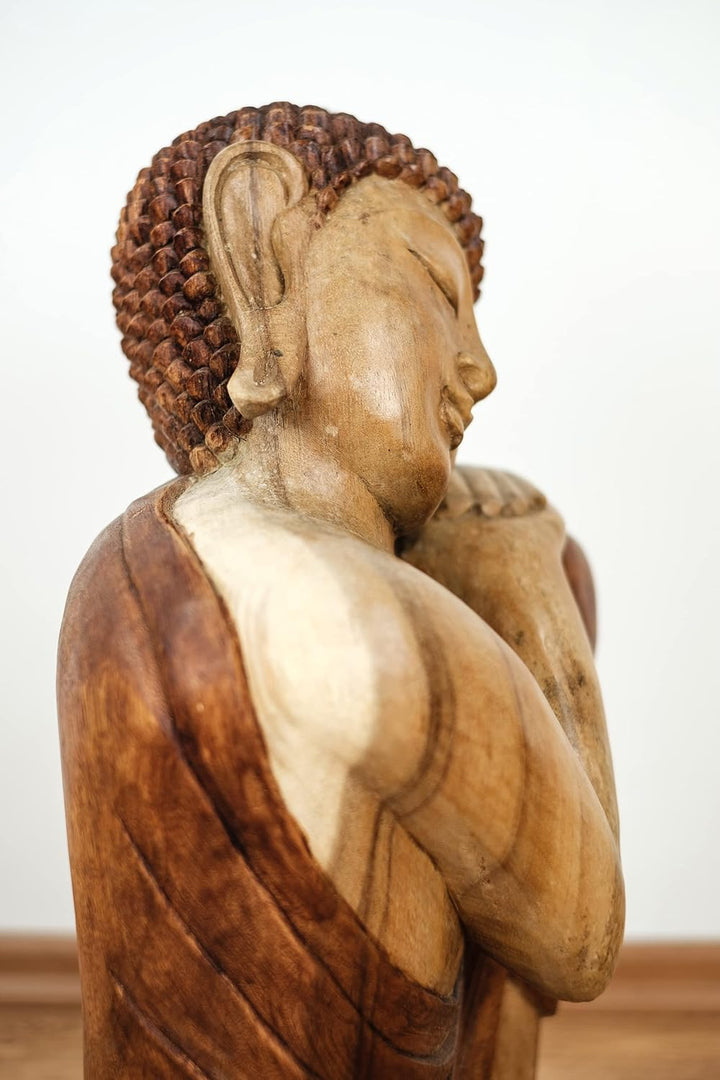 livasia Buddha Figur aus Holz 50cm hoch – Balinesische Handwerkskunst – Buddha Figuren aus Suarholz,