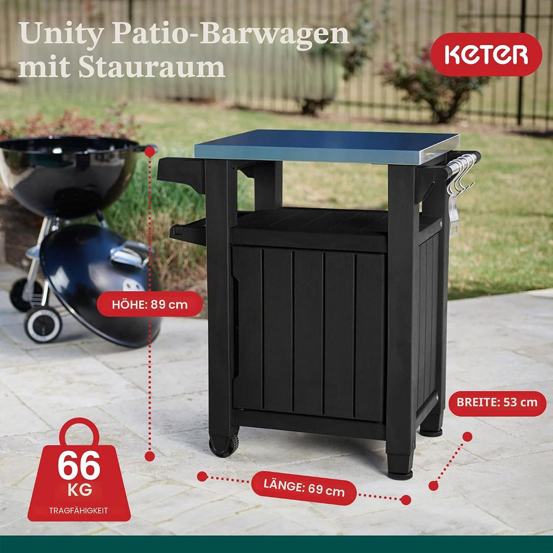 KETER Unity Tragbarer Outdoor-Tisch mit Aufbewahrungsschrank und Edelstahlplatte Einheit (Einheit) G
