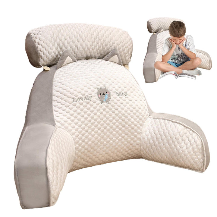 Backrest Cushion with Armrests, Ice Silk Cute Reading Pillow, Reading Cushion for Bed, Back Cushion
