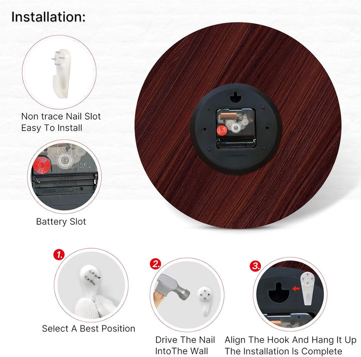 TAHEAT 30 cm Maritime Meer Schildkröte Wanduhr, Lautlos Geräuschlos Holz Uhren, Batteriebetrieben Mo