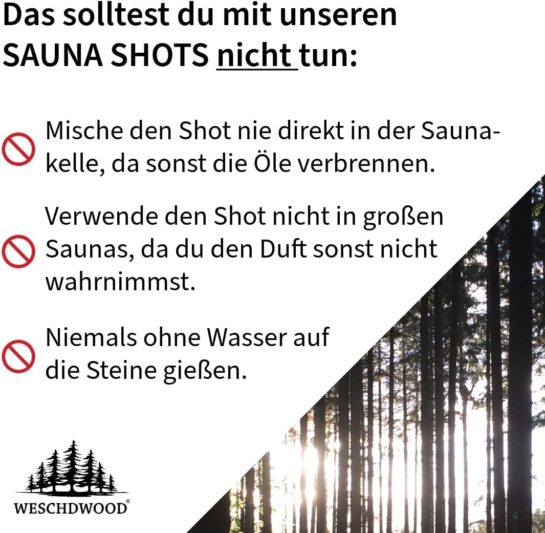 Weschdwood Sauna Shots - 5er Set 19ml Premium Bio Saunaaufguss, perfekt abgestimmt für abwechslungsr