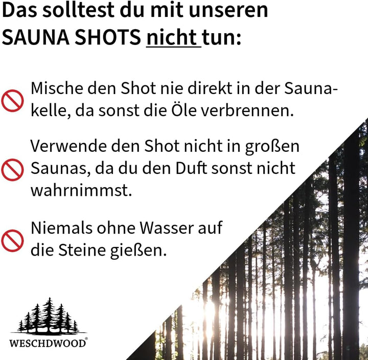 Weschdwood Sauna Shots - 5er Set 19ml Premium Bio Saunaaufguss, perfekt abgestimmt für abwechslungsr