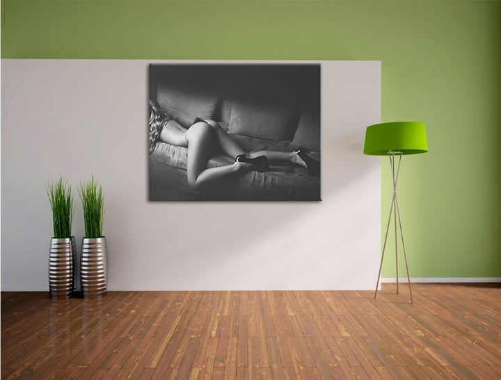 Pixxprint Frau mit sexy Po / 100x70cm Leinwandbild bespannt auf Holzrahmen/Wandbild Kunstdruck Dekor