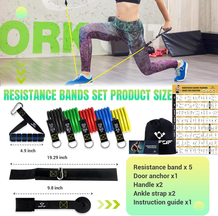 Resistance Bands Widerstandsbänder Set, 5 Fitnessbänder Expander Tube Bands, Fitnessband mit Grossem