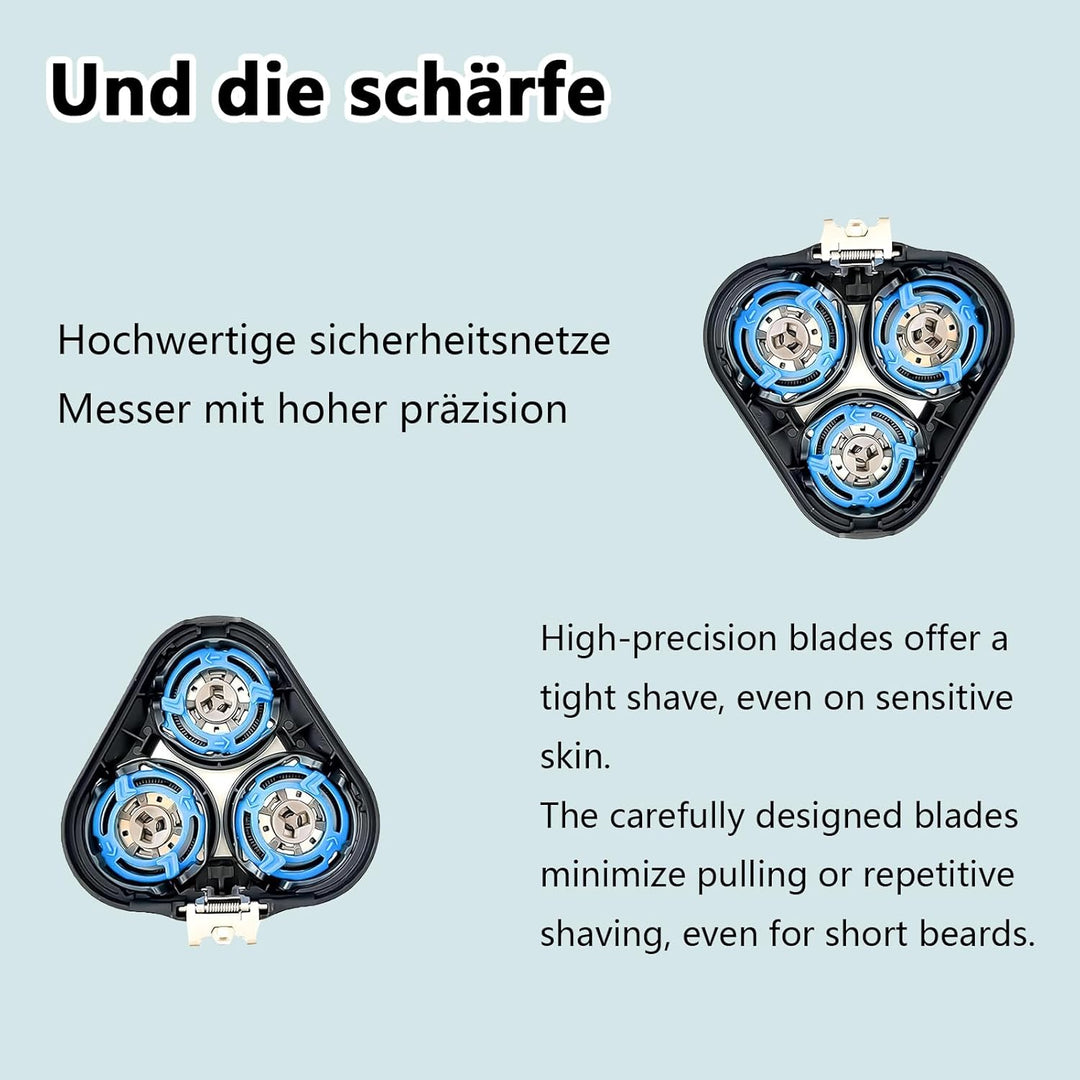 SH50/52 Ersatzköpfe Kompatibel mit Philips Series 5000/6000 Scherkopf (S5xxx Rundgehäuse) für Philip