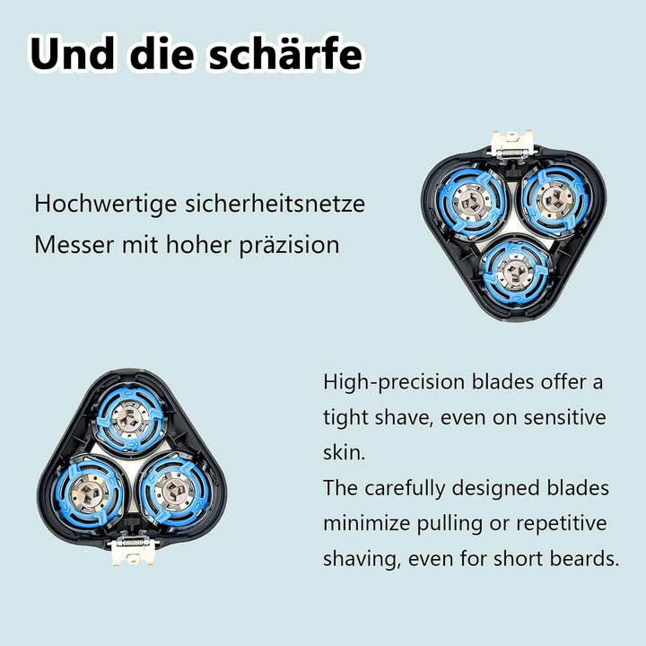 SH50/52 Ersatzköpfe Kompatibel mit Philips Series 5000/6000 Scherkopf (S5xxx Rundgehäuse) für Philip