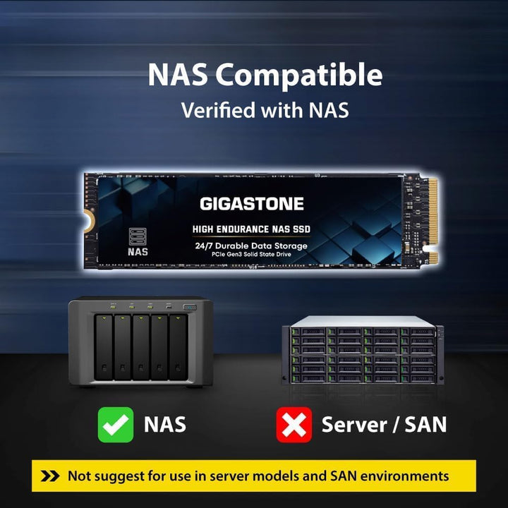 Gigastone SSD 2 TB M.2 NAS SSD 24/7 High Endurance Cache für Network Attached Storage Business Data