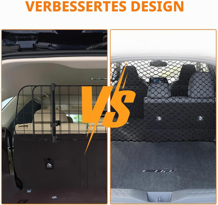 Hundegitter Auto, Autoschutzgitter Verstellbare Breite, Kopfstützen-Hundegitter mit Sicherheitsgurt
