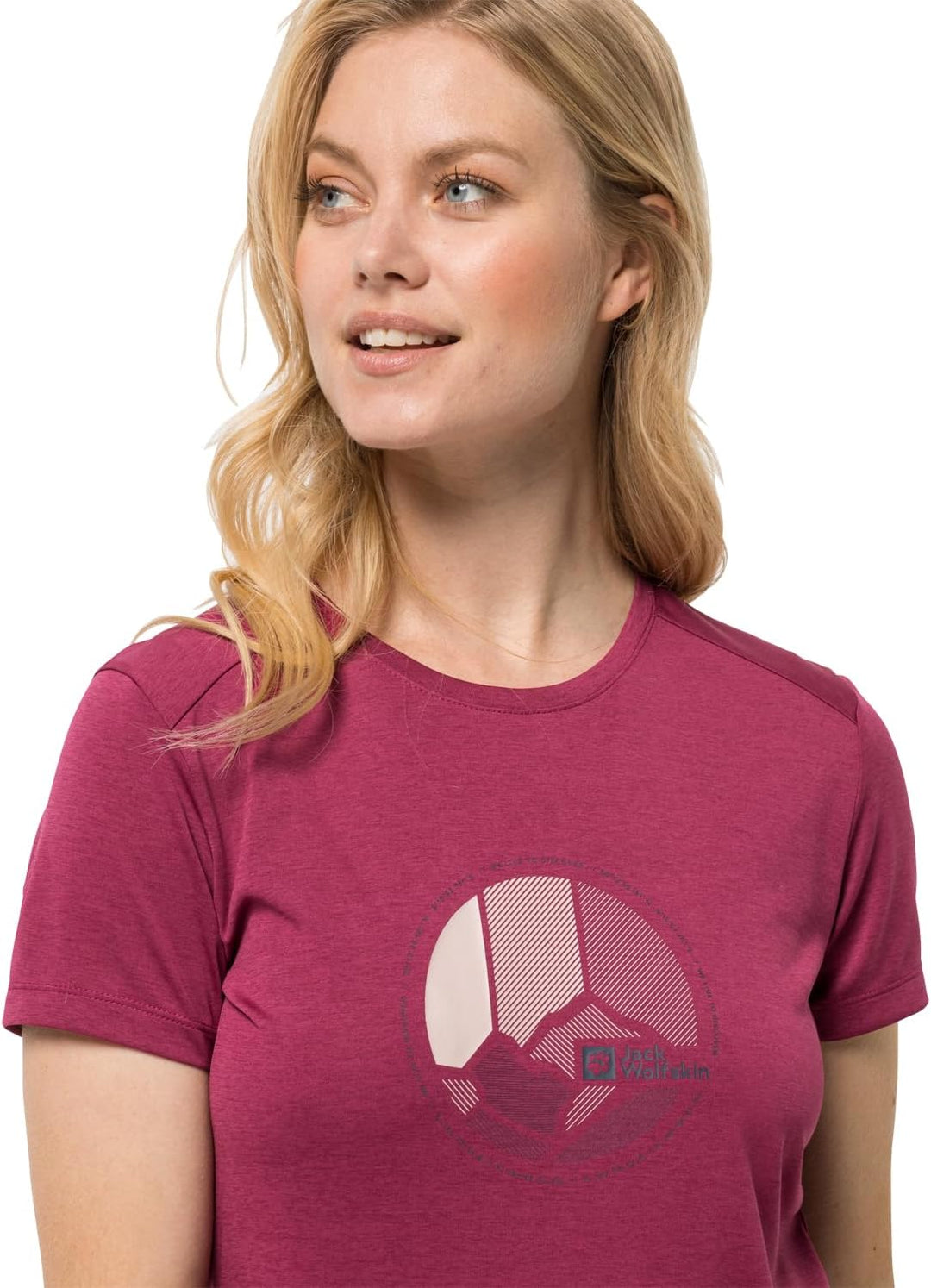 Jack Wolfskin Damen Crosstrail Graphic T W T-Shirt Shortsleeve, XS Sangria Red