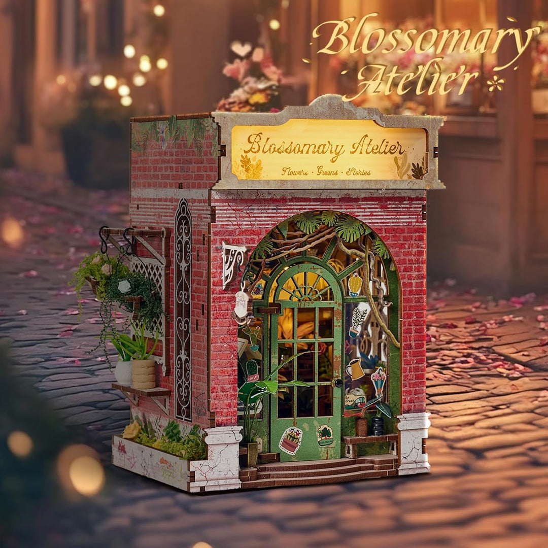 Cuteefun DIY Book Nook Kit, Miniatur Puppenhaus mit LED Licht | Kreatives Handwerk für Erwachsene, B