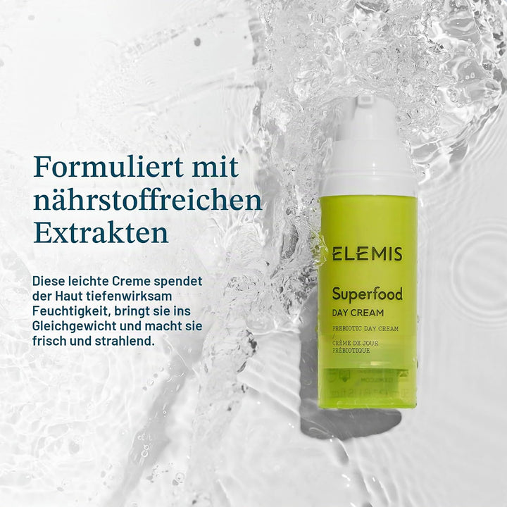 Elemis Superfood-Tagescreme, präbiotische Tagescreme, 1er Pack (1 x 50 ml), Gurke Einzelbett, Einzel