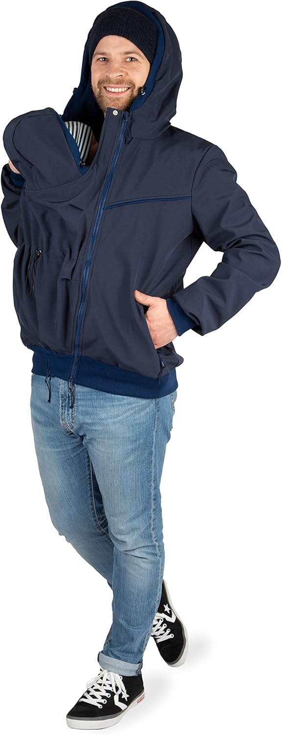 Viva la Mama - Männerjacke zum Babytragen aus Softshell - Explorer S Marineblau, S Marineblau