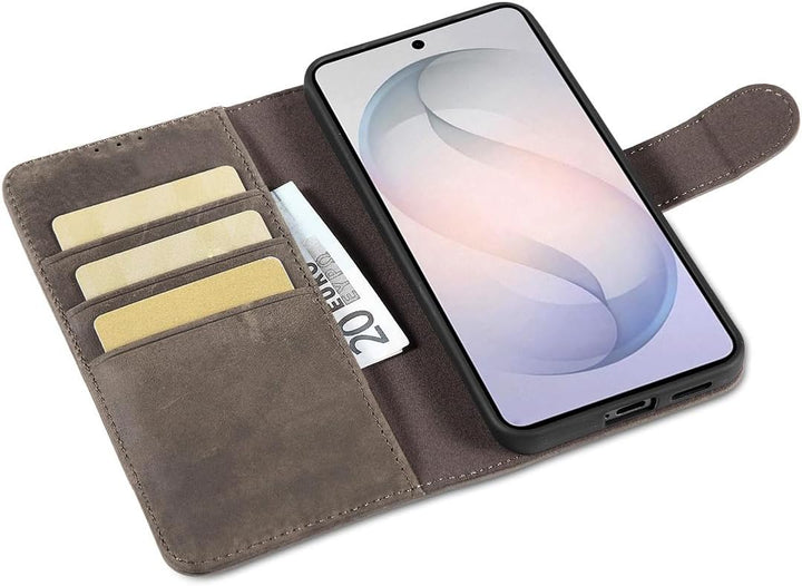 LENSUN Handyhülle für Samsung Galaxy S26 Echtleder, Hülle [Kartenfach][Standfunktion][RFID Schutz] F