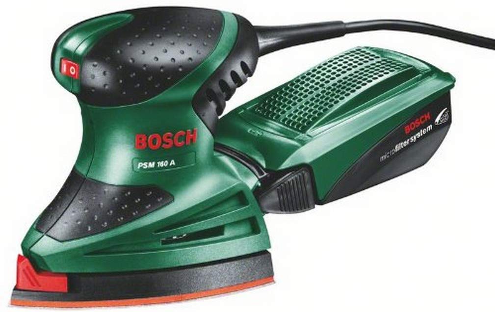 Bosch Multischleifer PSM 160 A, 3 Schleifblätter, Karton (160 W, Schwingzahl 24.000 min-1, Schwingkr