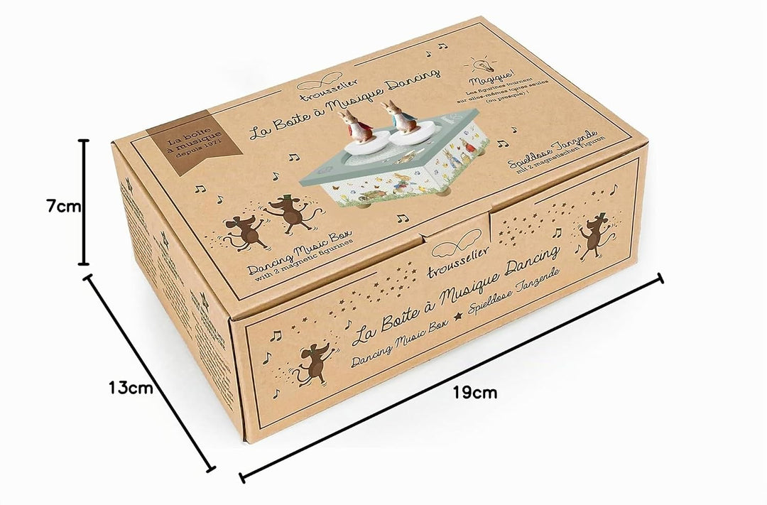 Trousselier 6260091 Spieluhr mit tanzenden Figuren für Kinder, Peter Hase, magnetisch, Musikbox, Mus