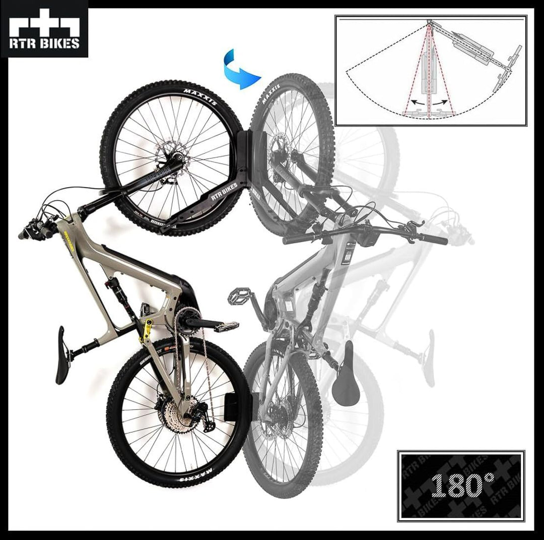 RTR BIKES Kranked Twist Profi-Aufhänger/Wandhalterung Fahrrad-Schwenkbügel - Ideal für Garagen oder