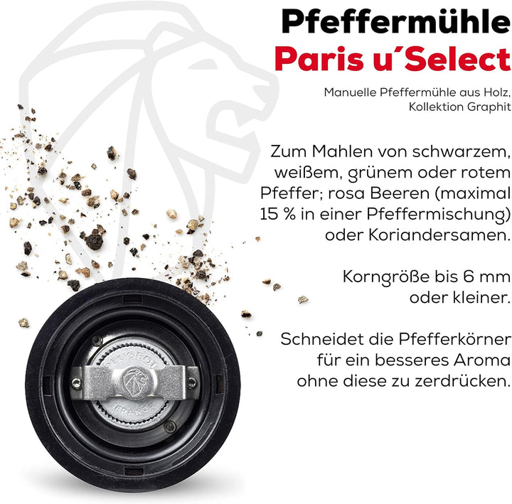 PEUGEOT - Pfeffermühle Paris u‘Select 22 cm - 6 voreingestellte Mahlgrade - Aus PEFC-zertifiziertem