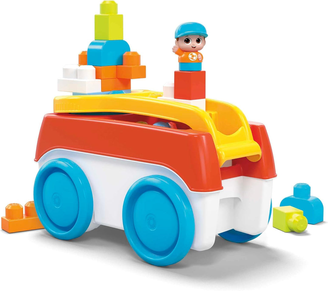 MEGA HHN00 - MEGA BLOKS Bauset Drehwagen für Bausteine mit 1 Drehwagen, 19 Bausteinen und 1 Figur, S