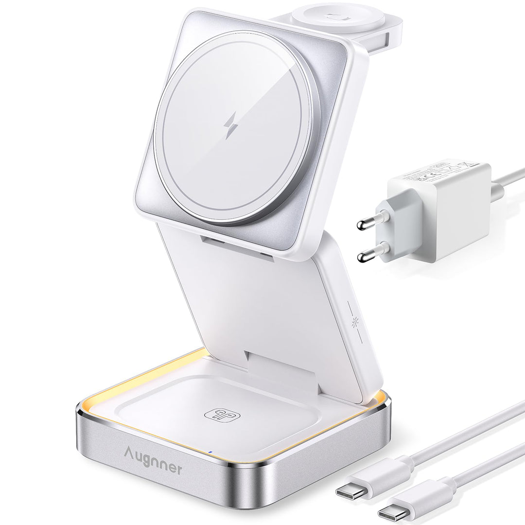 Ladestation Apple Watch und iPhone, 3 in 1 Apple MagSafe Ladegerät Faltbar Wireless Charger für Appl