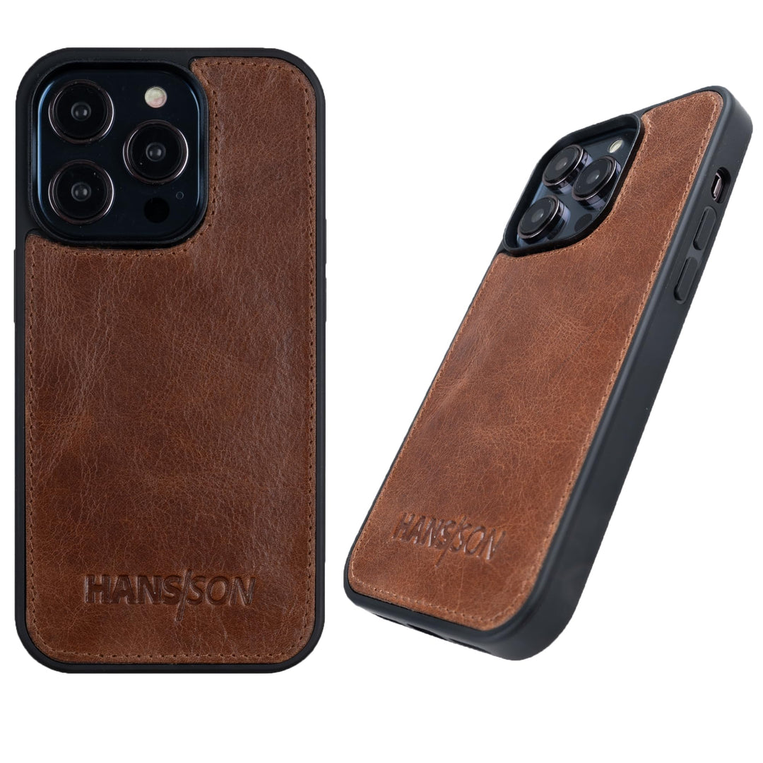 HANS/SON Hülle aus Echtleder | iPhone 12 / iPhone 12 Pro Ledercase | Stossfest | Dünn | Hochwertig |