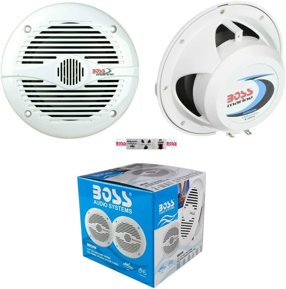 2 Marine-Lautsprecher kompatibel mit BOSS Audio MR50W 2-Wege 15,5 cm 75 watt rms 150 watt max wasser