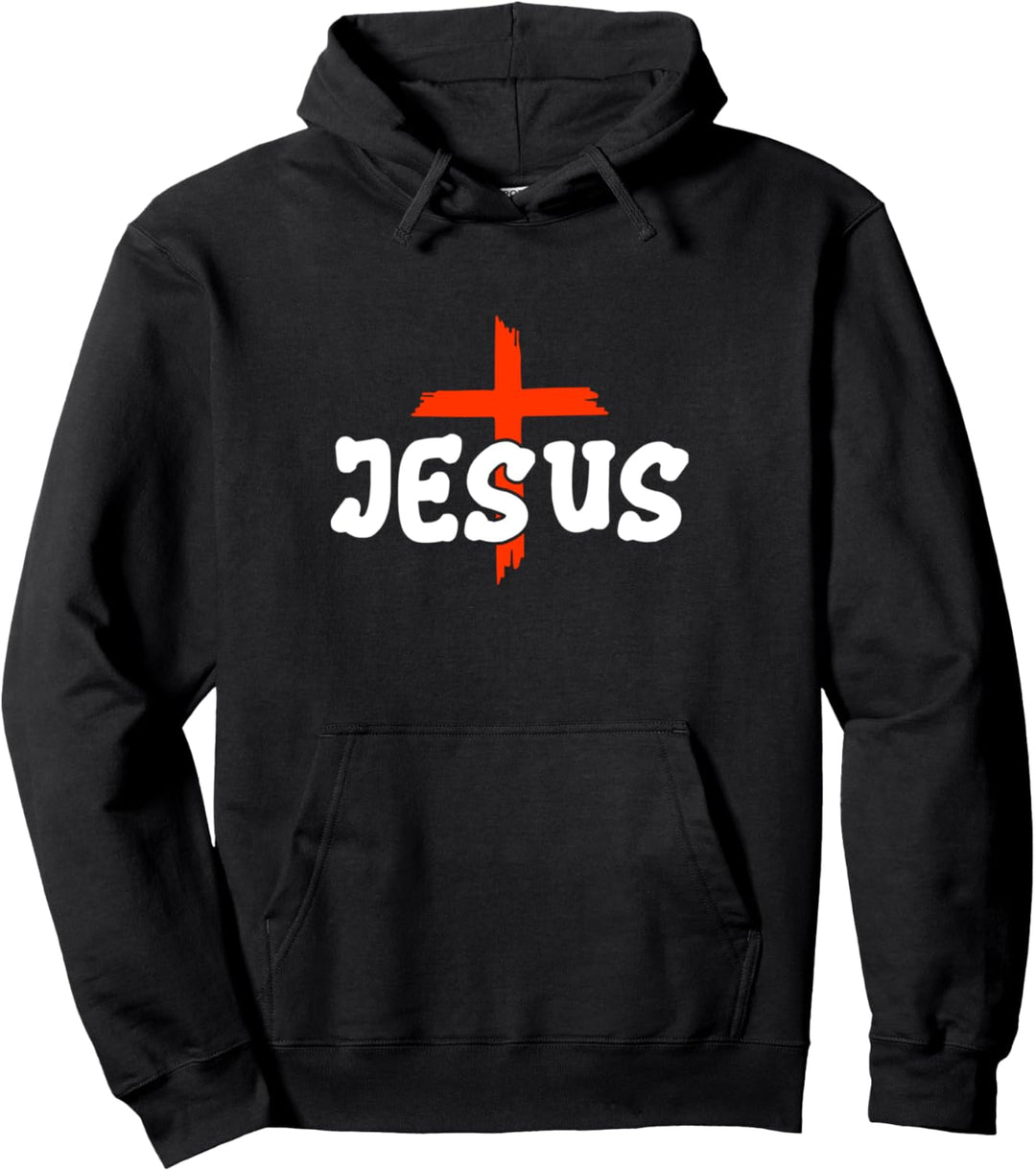 Christliche Sprüche Jesus Kreuz Brust Pullover Hoodie