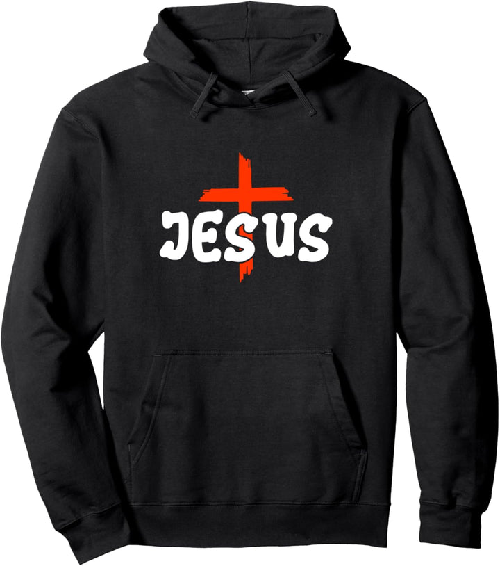 Christliche Sprüche Jesus Kreuz Brust Pullover Hoodie
