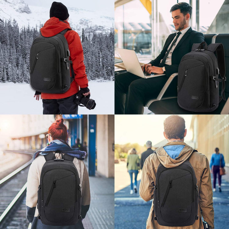 WENIG Laptop Rucksack Herren Anti-Diebstahl Laptoptasche 15.6 Zoll für Arbeit mit USB Ladeanschluss