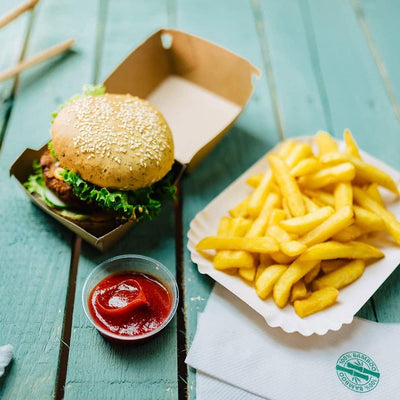 BIOZOYG Take Away Burger Box quadratisch 50 Stück Kraftkarton mit hohem Klappdeckel für Mini Burger