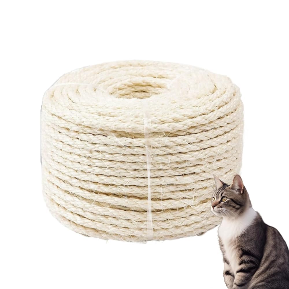 Sisalseil für Kratzbaum - 8mm x 100m, Natur Sisal Seil für Katzen, Dekoratives Kratzbaum Seil für Hä