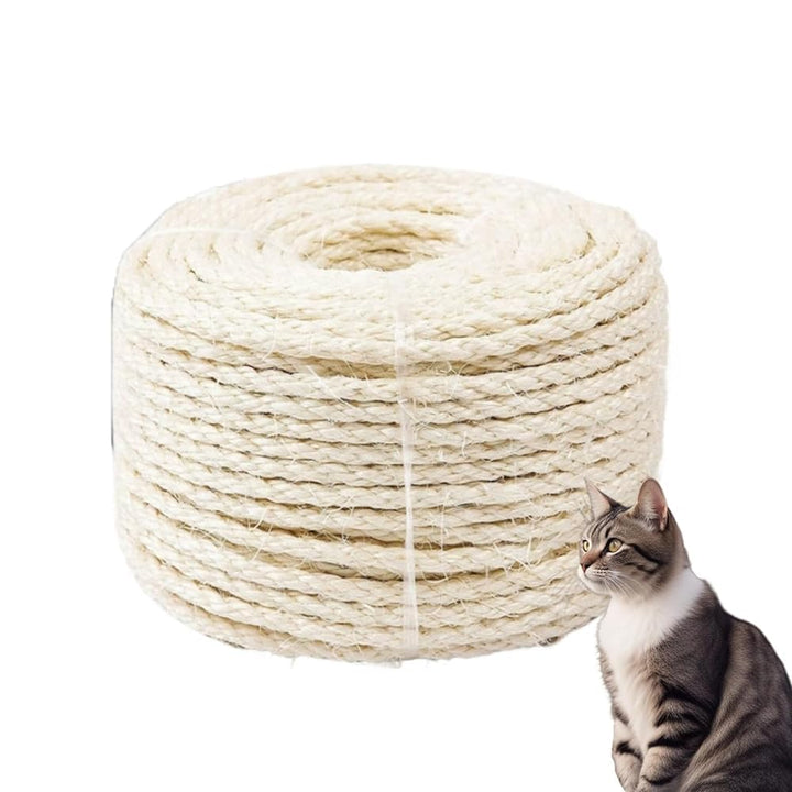 Sisalseil für Kratzbaum - 8mm x 100m, Natur Sisal Seil für Katzen, Dekoratives Kratzbaum Seil für Hä