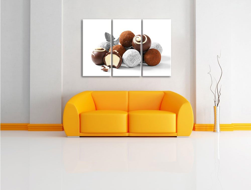 Pixxprint Edle Trüffelpralinen als Leinwandbild/Grösse: 3 Teilig (120x80) cm/Wandbild/Kunstdruck/fer