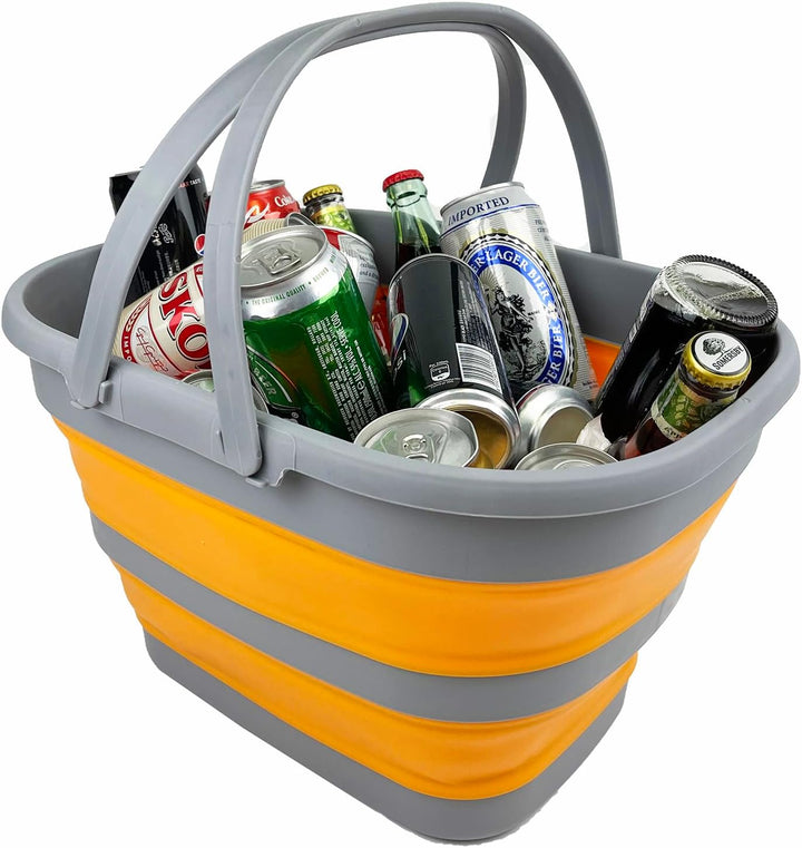 SAMMART 17L Faltbarer Korb mit Griff – Tragbarer Outdoor-Picknickkorb/Krater – Faltbare Einkaufstasc