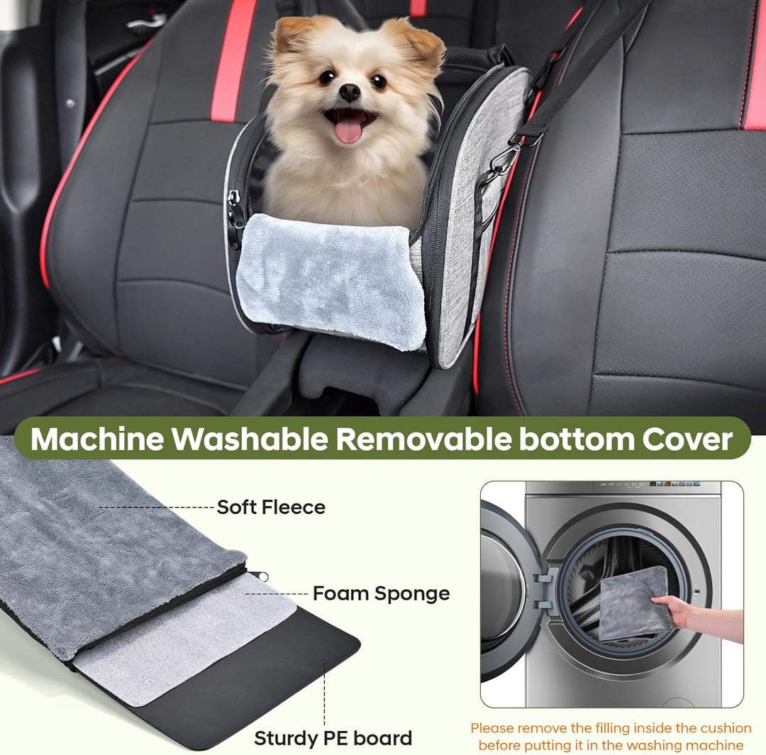 Hundeautositz für Kleine Hunde – Hunde Autositz für Mittelkonsole, Tragbarer Hundesitz mit Doppeltem