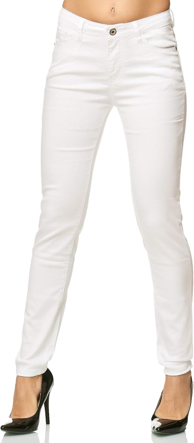 Elara Damen Hose Skinny Stretch Jeans 3 Längen Chunkyrayan 34W / 34L Weiss Elara, 34W / 34L Weiss El