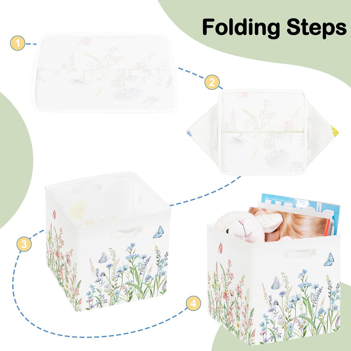30cm Aufbewahrungsbox 3 Stück Wilde Blume Aufbewahrungskorb Kinder Falt Garten Schmetterling mit Gri
