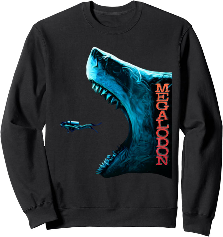 Megalodon Motiv Urzeit Haie Rückenflosse Zähne Monster Hai Sweatshirt