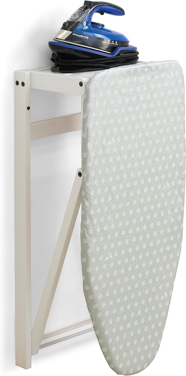 Bügelbrett für die Wand, 633 Bügelbrett Jolly, Holz, abschliessbar, weisses Finish AR-It das Herz de
