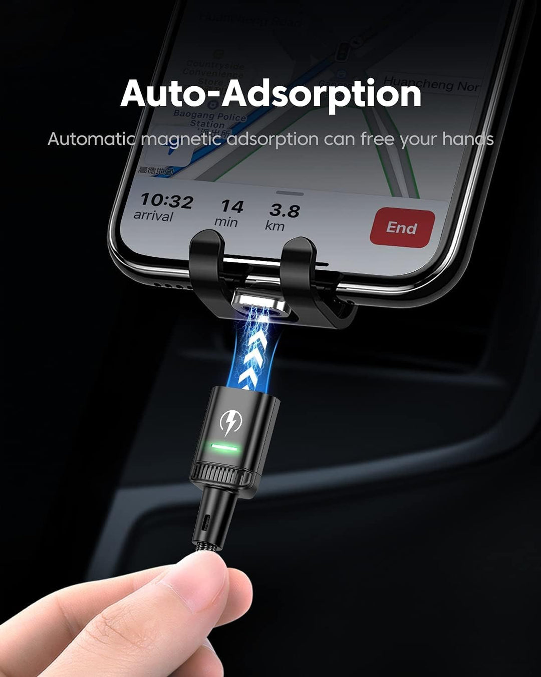 Kuulaa Magnetisches USB Ladekabel, Schnelles Laden/Datenübertragung mit 3-in-1-Ladespitzen, USB Kabe