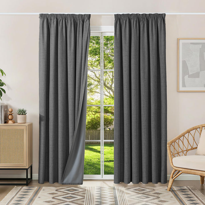100% Verdunklungsvorhänge Thermovorhänge Kälteschutz Gardinen mit Kräuselband 200 x 200 cm (HxB) 2er