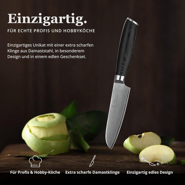 Wakoli Mikata Damast Kleines Santoku Messer 12 cm Klinge extrem scharf aus 67 Lagen I Damastmesser K