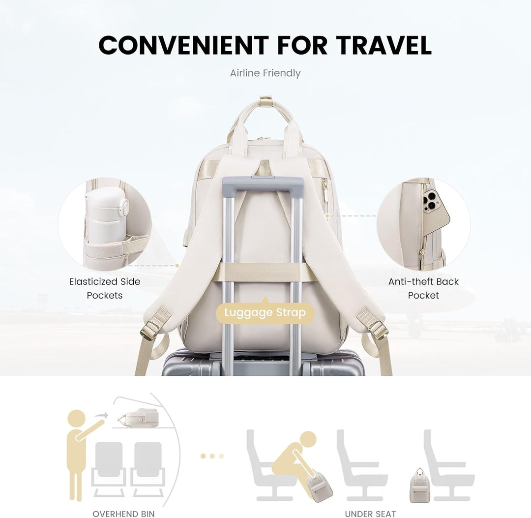 LOVEVOOK Rucksack Damen Elegant, 15,6 Zoll Laptop Schulrucksack Teenager Mädchen mit Laptopfach, Was