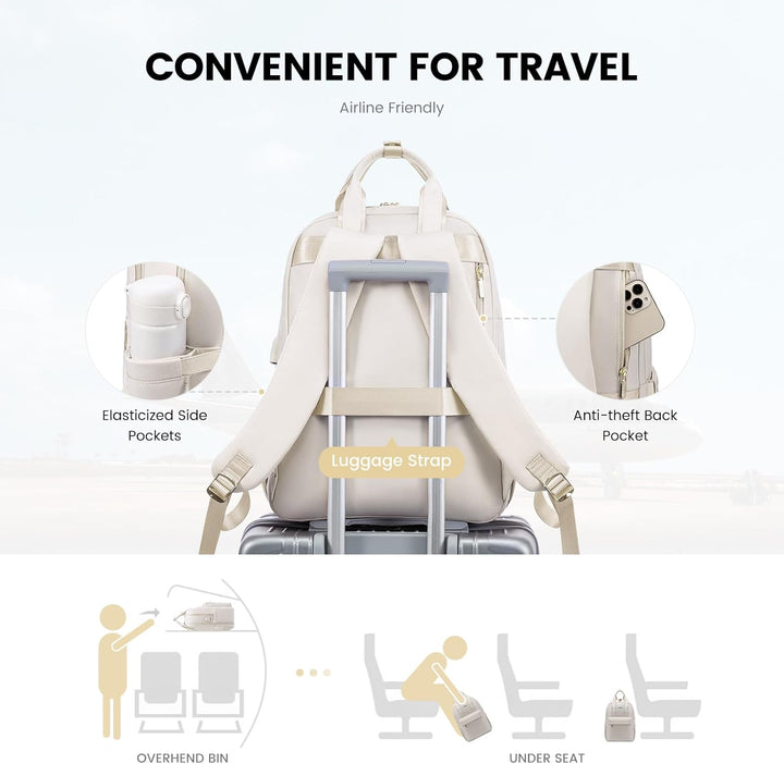 LOVEVOOK Rucksack Damen Elegant, 15,6 Zoll Laptop Schulrucksack Teenager Mädchen mit Laptopfach, Was