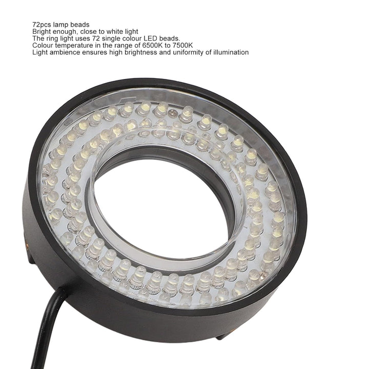 72 LED-Ringlichtbeleuchtung, 6500 K Bis 7500 K Verstellbares Mikroskop-Ringlicht, USB 5 V Mikroskop-