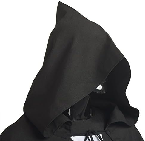 BLESSUME Mittelalter Ritter Kostüm Hospitaller Karneval LARP Cospaly, Schwarz Cloak mit Weisses Kreu