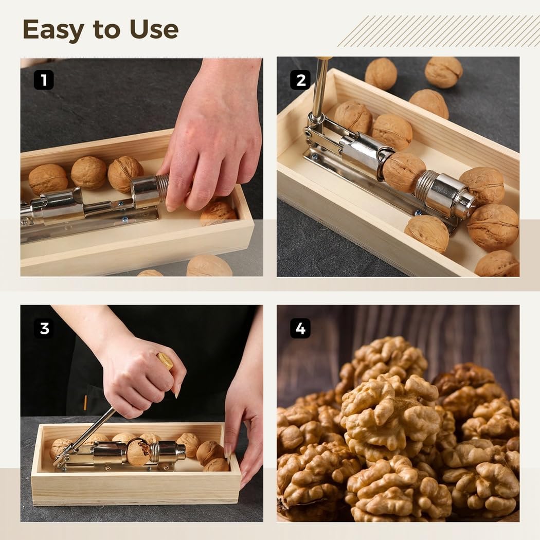 Heavy Duty Nut Cracker, Multipurpose Nut Cracker Tool for Home Use, Walnut Clipper with Splash Guard