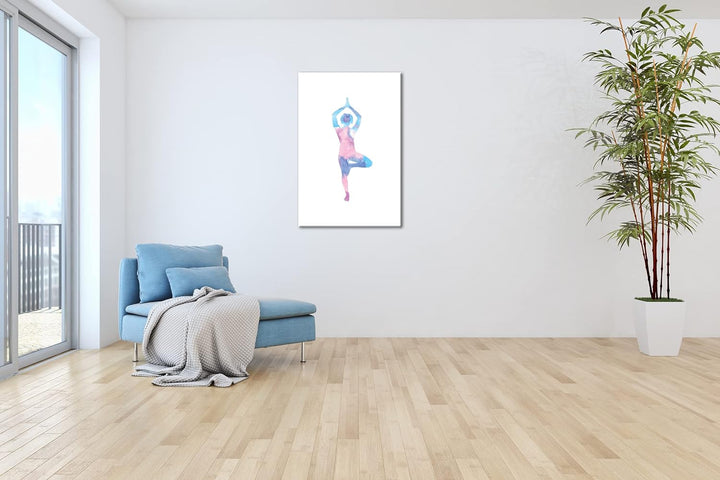 deyoli Yoga-Pose-Illustration Format:75x50 cm als Leinwandbild, Motiv fertig gerahmt auf Echtholzrah