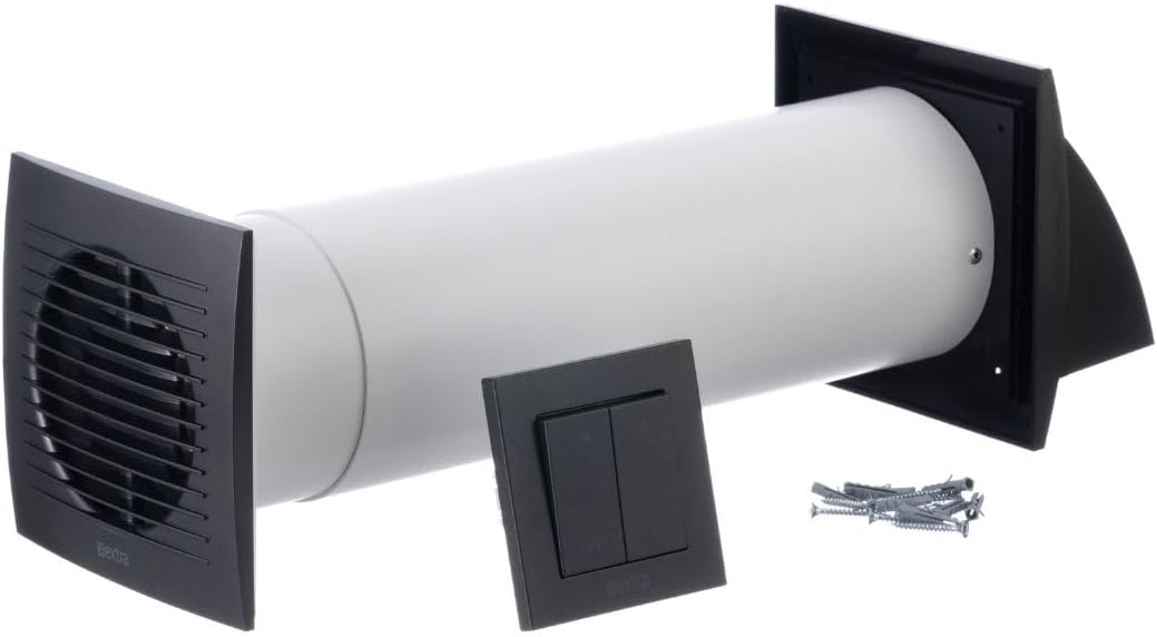 LIRAST 100mm Dezentrale Lüftungsanlage mit Wärmerückgewinnung - Wandlüfter mit Schalter - Lüftung mi