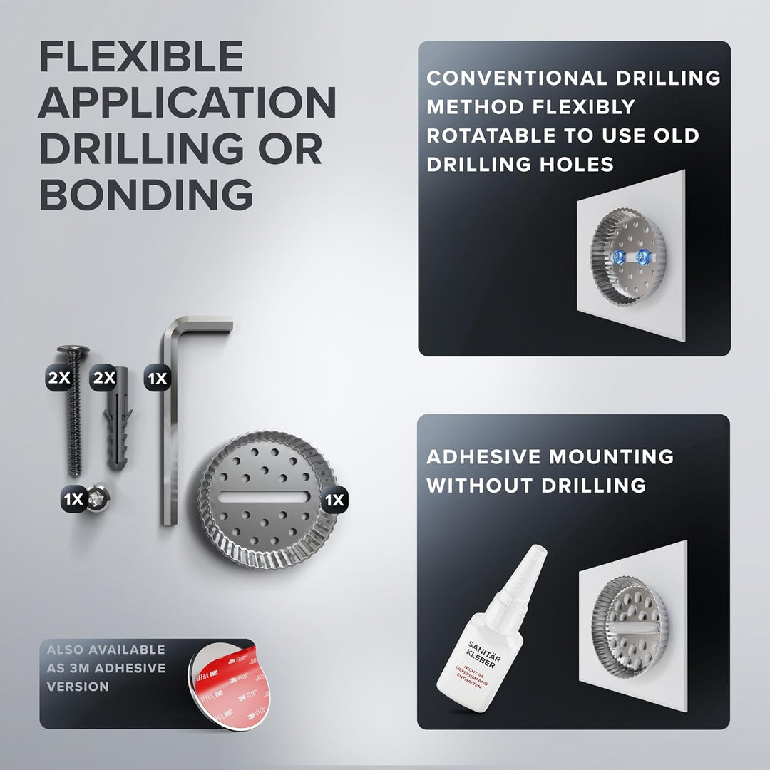 ovimar Toilettenpapierhalter Remoya | Papierrollenhalter mit Glasablage schwarz zum Bohren schwarz |